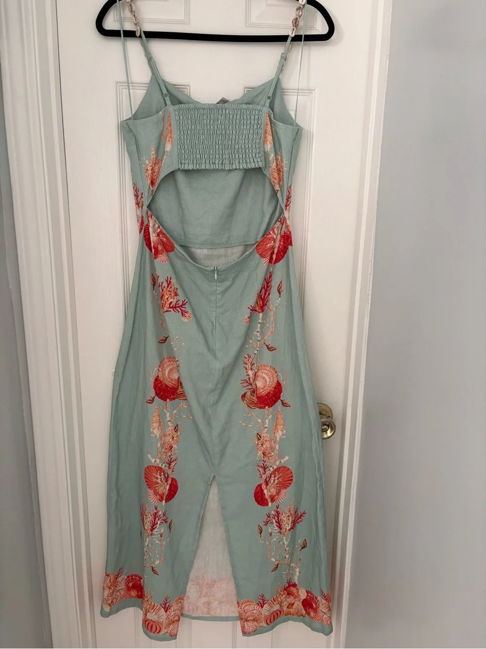 NWT Caroline Constas Coral Shell Print Linen Maxi Dress Medium - Picture 11 of 11